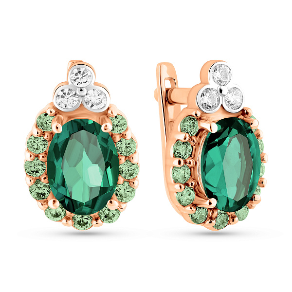 Серьги из красного золота с кварцем и фианитами (арт. 110856Пз) – изображение 1