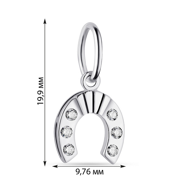 Золотой подвес "Подкова" в белом цвете металла с фианитами (арт. 420611б) – изображение 2