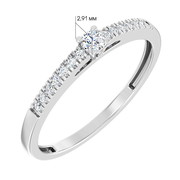 Золотое кольцо в белом цвете металла с бриллиантами (арт. К011131015б) – изображение 2