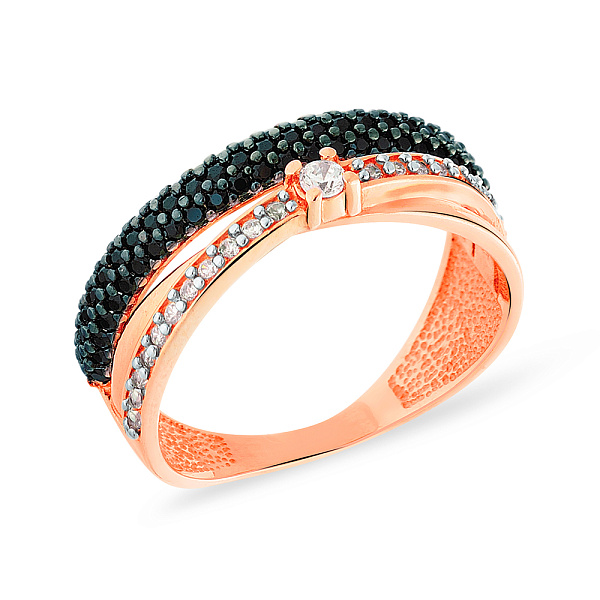 Золота каблучка з фіанітами Синергія (арт. 140463ч) – зображення 1