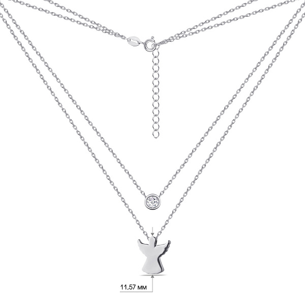 Многослойное серебряное колье "Ангел" с фианитом (арт. 7507/1274) – изображение 3