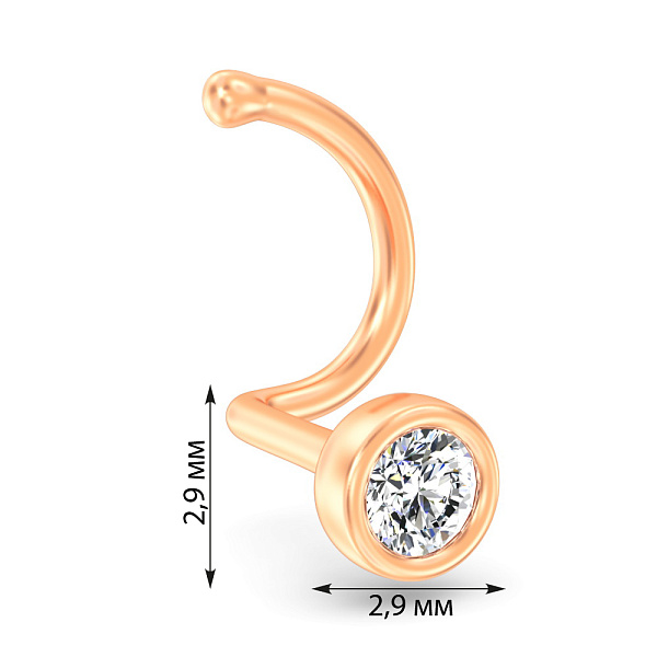 Золотий пірсинг в ніс з діамантом (арт. Н011825005) – зображення 2