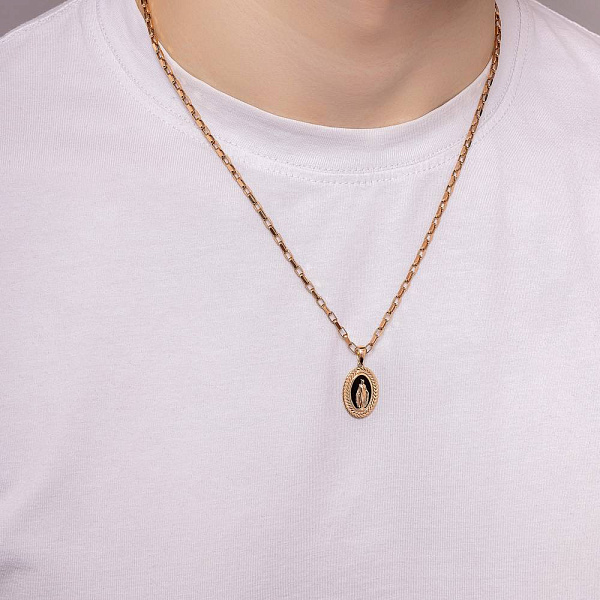 Золота ладанка Божа Матір з емаллю (арт. 440934еч) – зображення 2