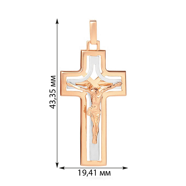 Крестик из комбинированного золота (арт. 501574кбм) – изображение 4