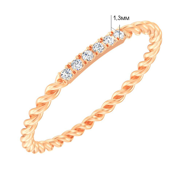 Кольцо из красного золота с бриллиантами (арт. К011347005) – изображение 3