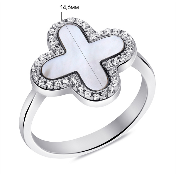 Серебряное кольцо с перламутром и фианитами (арт. 7501/КК2ФП/3006-18) – изображение 2