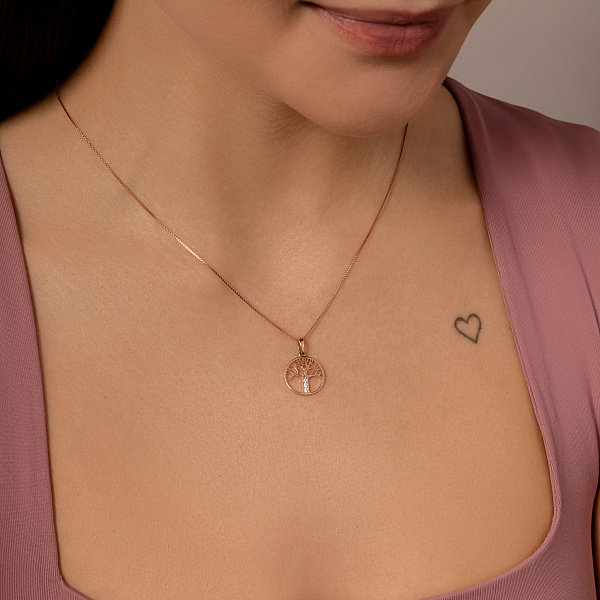 Золотой кулон Дерево жизни с фианитами (арт. 440693) – изображение 2