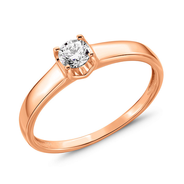 Кольцо из красного золота с бриллиантом (арт. 1191243201) – изображение 1