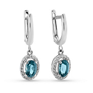 Фото Золоті сережки з топазом і фіанітами (арт. 110286Пбл)