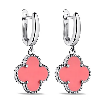 Серебряные серьги Клевер с ониксом (арт. 7502/4265/15ор)