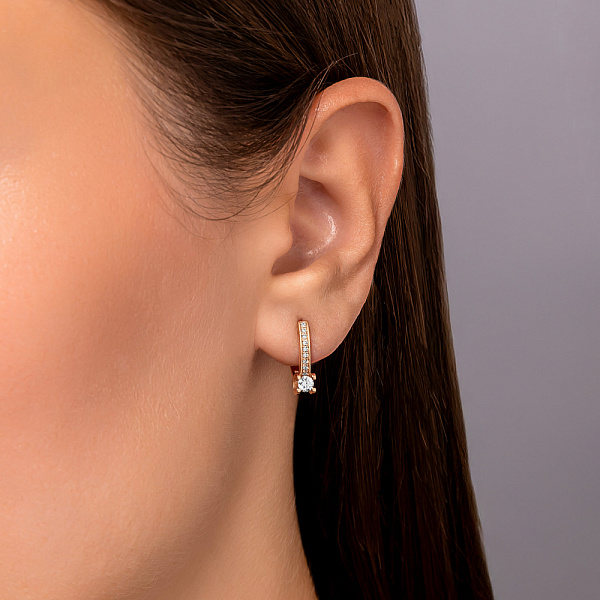 Сережки из красного золота с бриллиантами (арт. 2191427201) – изображение 2