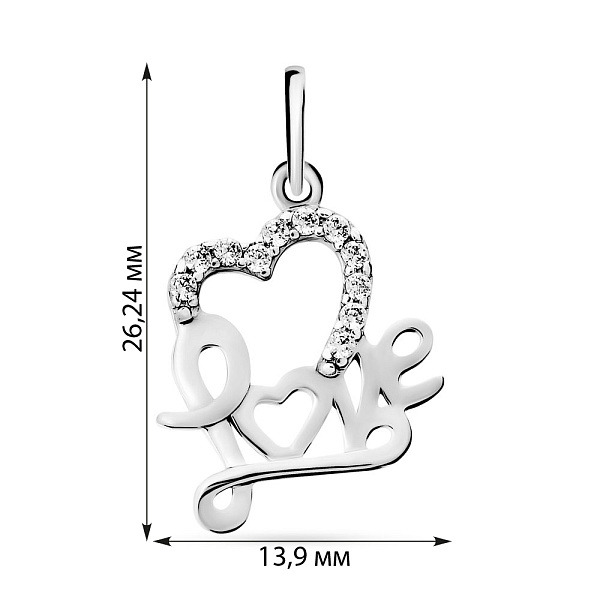 Подвеска из белого золота Love (арт. 440528б) – изображение 2