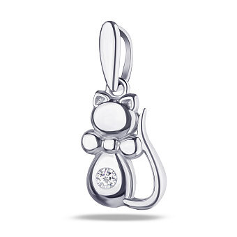 Серебряная подвеска Котенок с фианитом (арт. 7503/35043р)