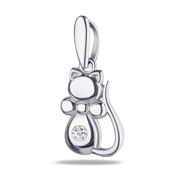 Серебряная подвеска Котенок с фианитом (арт. 7503/35043р) – изображение 1