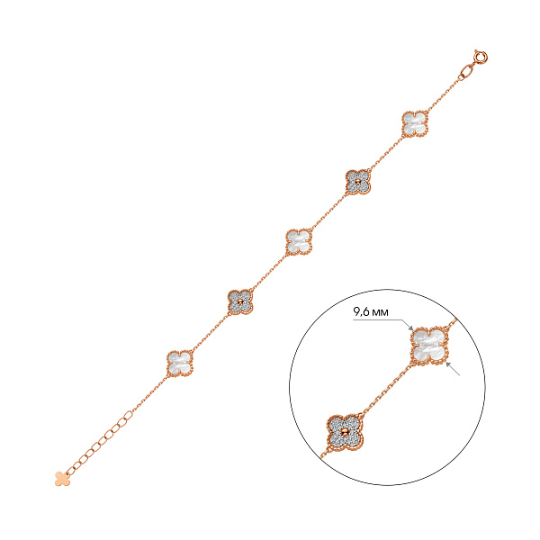 Золотий браслет з перламутром і фіанітами (арт. 341355п) – зображення 2
