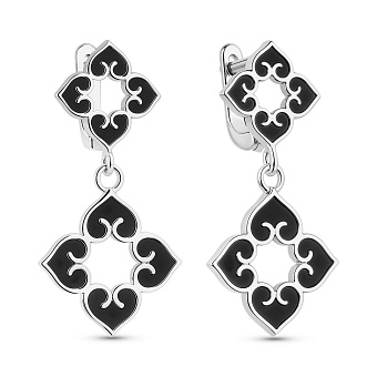 Серебряные серьги с ониксом (арт. 7502/10089о)