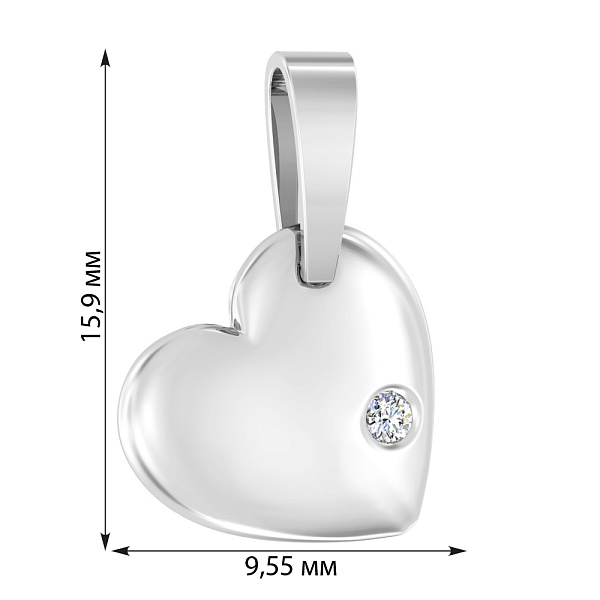 Золотая подвеска «Сердечко» с фианитом (арт. 440362б) – изображение 2