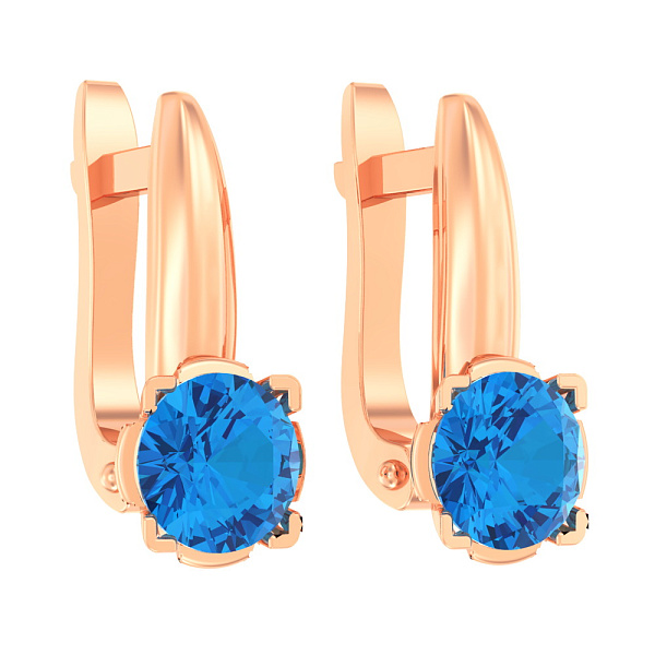 Детские золотые серьги с синим фианитом (арт. 110504с) – изображение 1