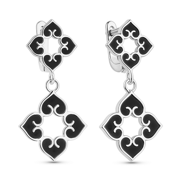 Срібні сережки з оніксом (арт. 7502/10089о) – зображення 1