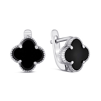 Срібні сережки Конюшина з оніксом (арт. 7502/СК2О/1495)
