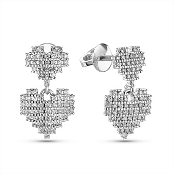 Золоті сережки Сердечка з діамантами (арт. Т011690030б)