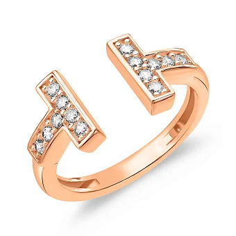 Кольцо из красного золота с фианитами (арт. 154908)