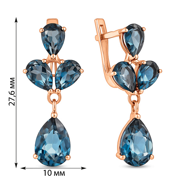 Золоті сережки з топазом (арт. 110676Пл) – зображення 4