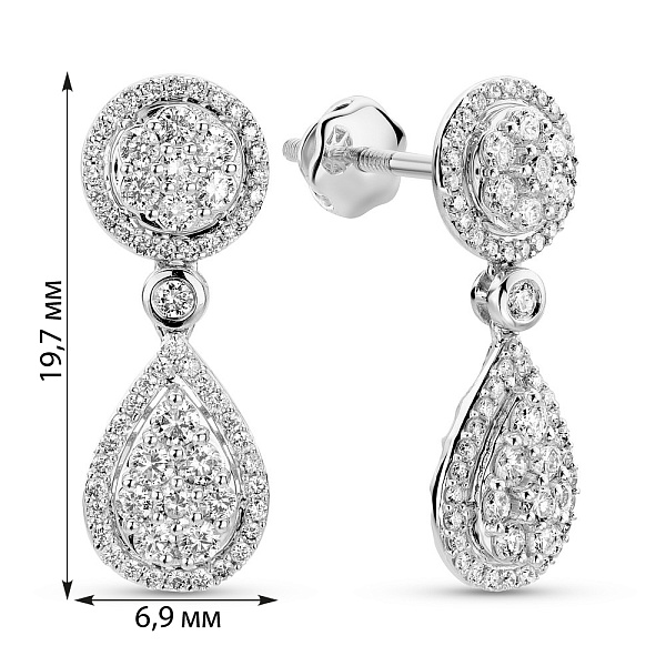 Золотые серьги-пусеты с бриллиантами (арт. С341612070б) – изображение 2