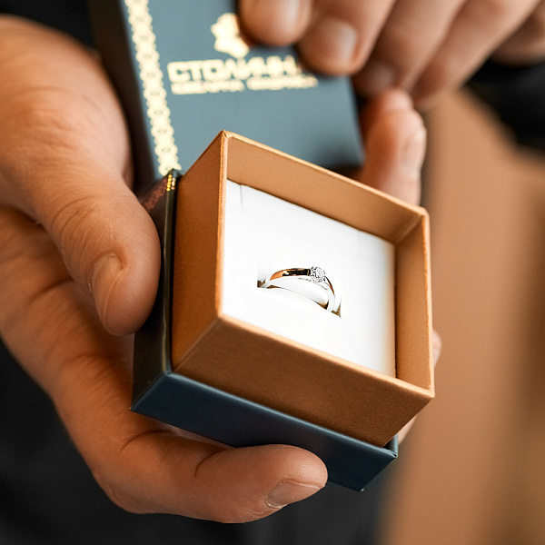 Кольцо из белого золота с бриллиантом (арт. К341261020б) – изображение 3