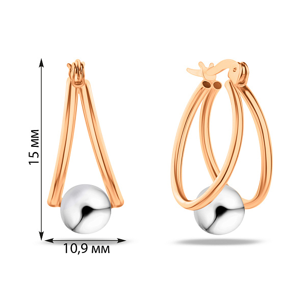 Сережки из красного и белого золота (арт. 104939/15кб) – изображение 2