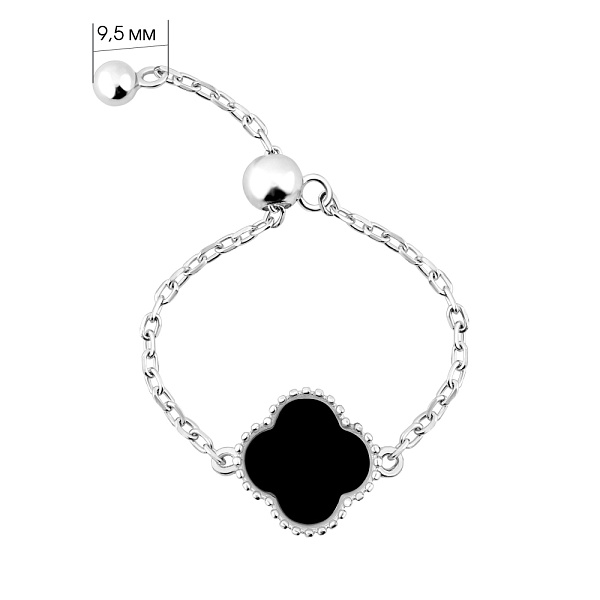 Срібна каблучка Конюшина з оніксом (арт. 7501/8390/9о) – зображення 2