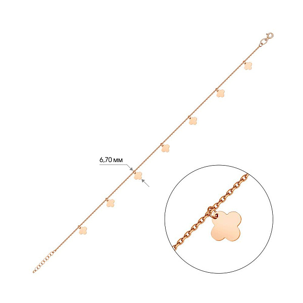 Браслет на ногу з червоного золота з підвісками (арт. 325264н) – зображення 2