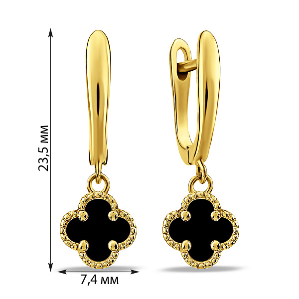 Серебряные серьги с ониксом (арт. 7502/4265/7жо) – изображение 2