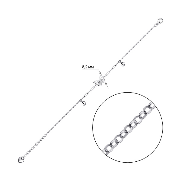 Серебряный браслет Бабочка (арт. 7509/3947) – изображение 2