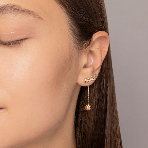 Золотые серьги-пусеты с подвесками (арт. 1101103а) – изображение 2