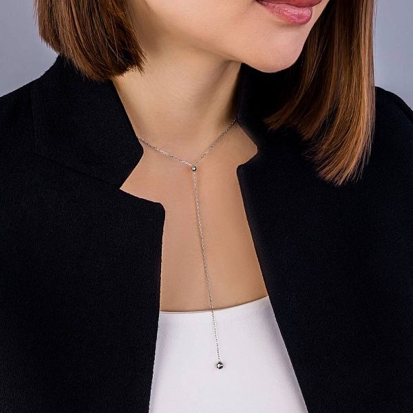 Колье Fly из белого золота с шариками (арт. 352373/1б) – изображение 6