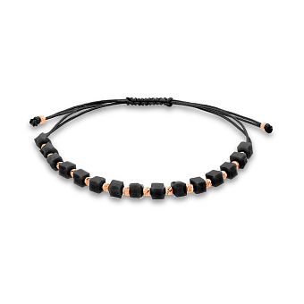 Браслет на нити с ониксом и золотыми вставками (арт. 340078чоч)
