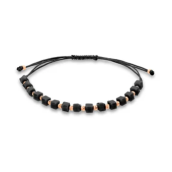 Браслет на нити с ониксом и золотыми вставками (арт. 340078чоч)