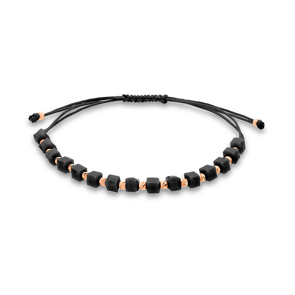 Браслет на нити с ониксом и золотыми вставками (арт. 340078чоч) – изображение 1