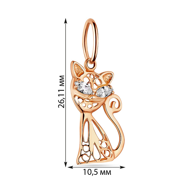 Золотая подвеска Котик с фианитами (арт. 423092) – изображение 2