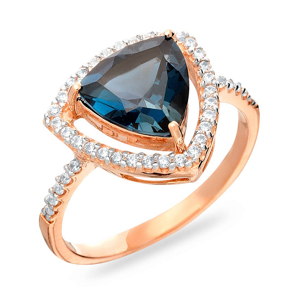 Золотое кольцо с кварцем и фианитами (арт. 140637ПлГ) – изображение 1