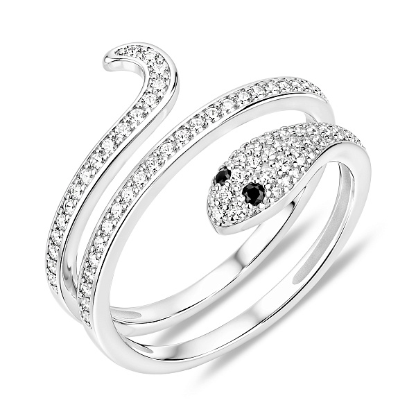 Серебряное кольцо змея с фианитами (арт. 7501/8459ч) – изображение 1