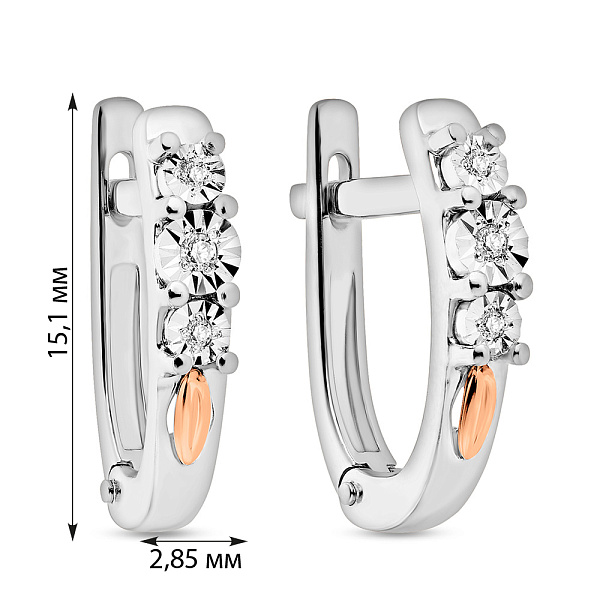 Золоті сережки з діамантами (арт. С011027бк) – зображення 2