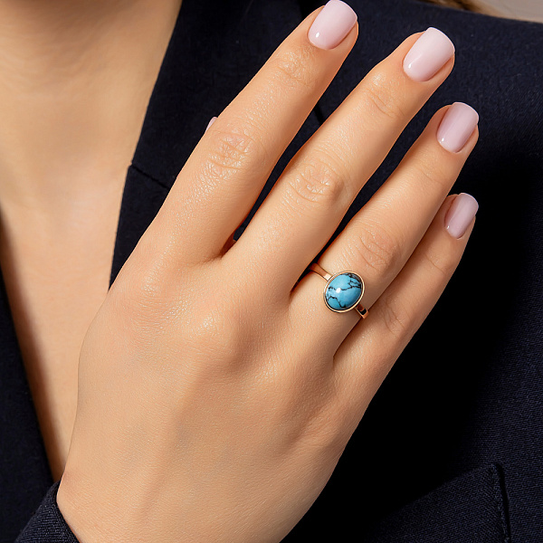 Кольцо из красного золота с бирюзой (арт. 141146ПюГГ) – изображение 2