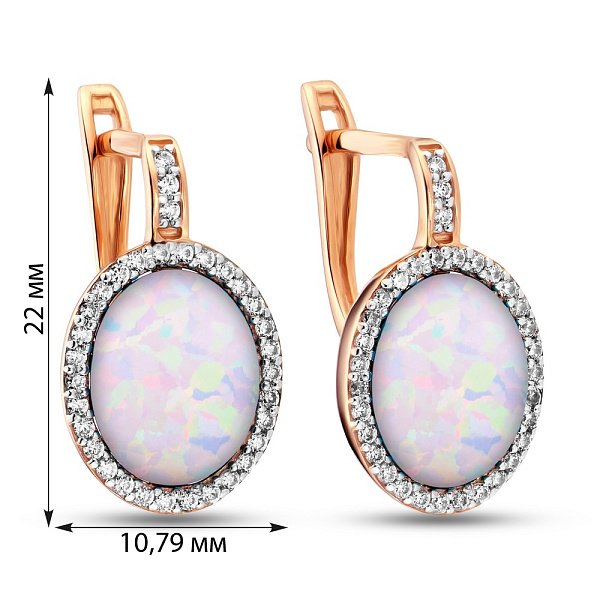 Золоті сережки з опалом і фіанітами (арт. 110427ПоБ) – зображення 3