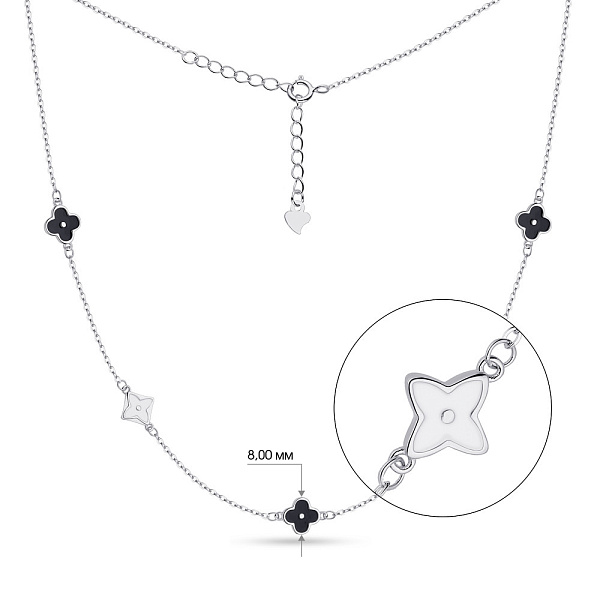 Срібне кольє з чорною і білою емаллю (арт. 7507/1399ебч) – зображення 2