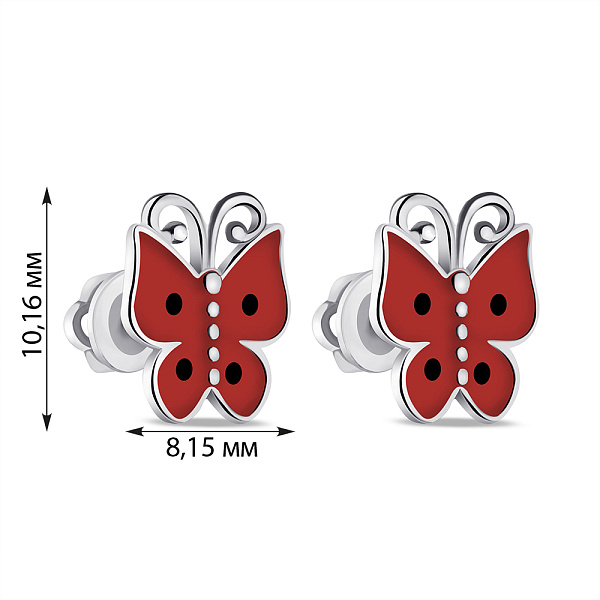 Детские серебряные серьги-пусеты с эмалью (арт. 7518/1073вексю) – изображение 2