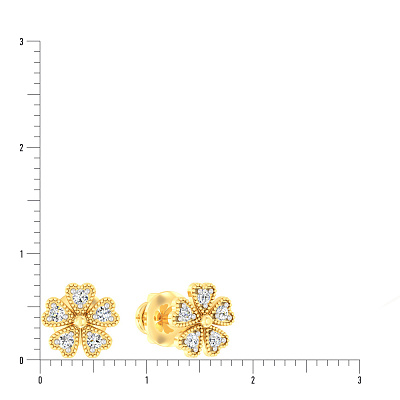 Золотые серьги пусеты «Цветочки» с фианитами (арт. 110354ж)