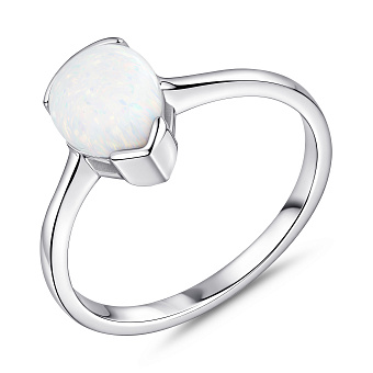 Фото Срібна каблучка з одним опалом (арт. 7501/8518Поб)