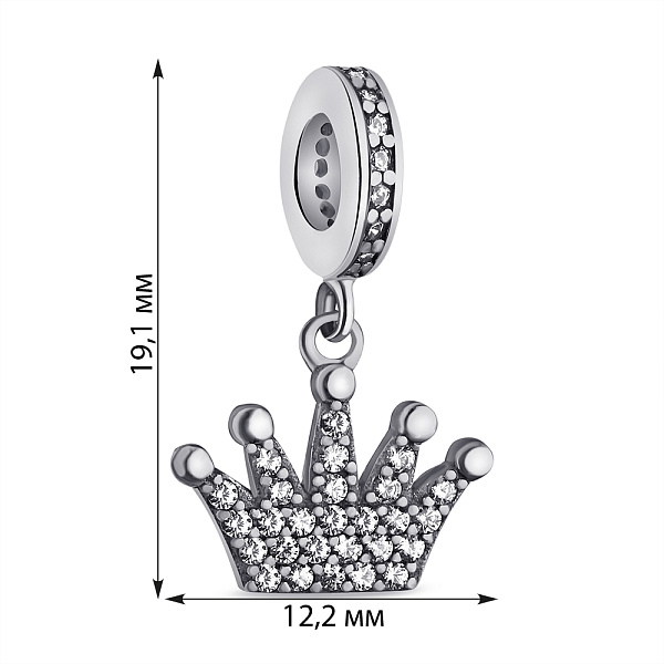 Серебряный шарм Корона с россыпью из фианитов (арт. 7903/П5Ф/7041) – изображение 2
